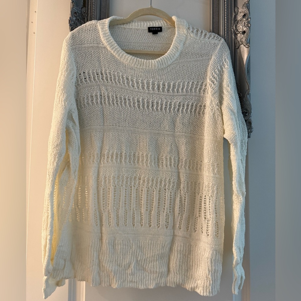 Torrid Plus Size 0 Cozy White Knit LIGHTWEIGHT PULLOVER SWEATER - IVORY